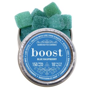 Boost Edibles Blue Raspberry Gummies – 150MG THC EU