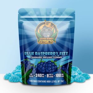 Golden Monkey Blue Raspberry Fizz Gummy 240MG THC 100MG CBD