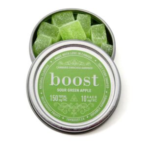 Skābo zaļo ābolu THC gumijas konfektes – Boost Edibles 150MG